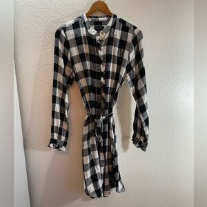 Lucky Brand Checkered Gingham Button Down Shirt Dress Size M